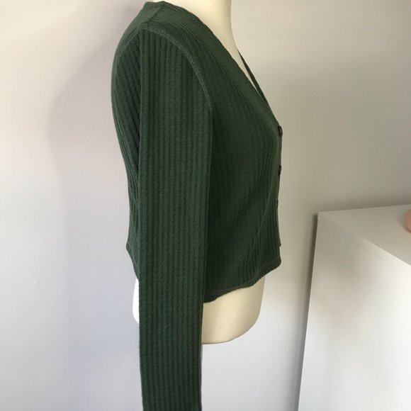 Abercrombie & Fitch Cropped Dark Green Cardigan - Picture 4 of 6